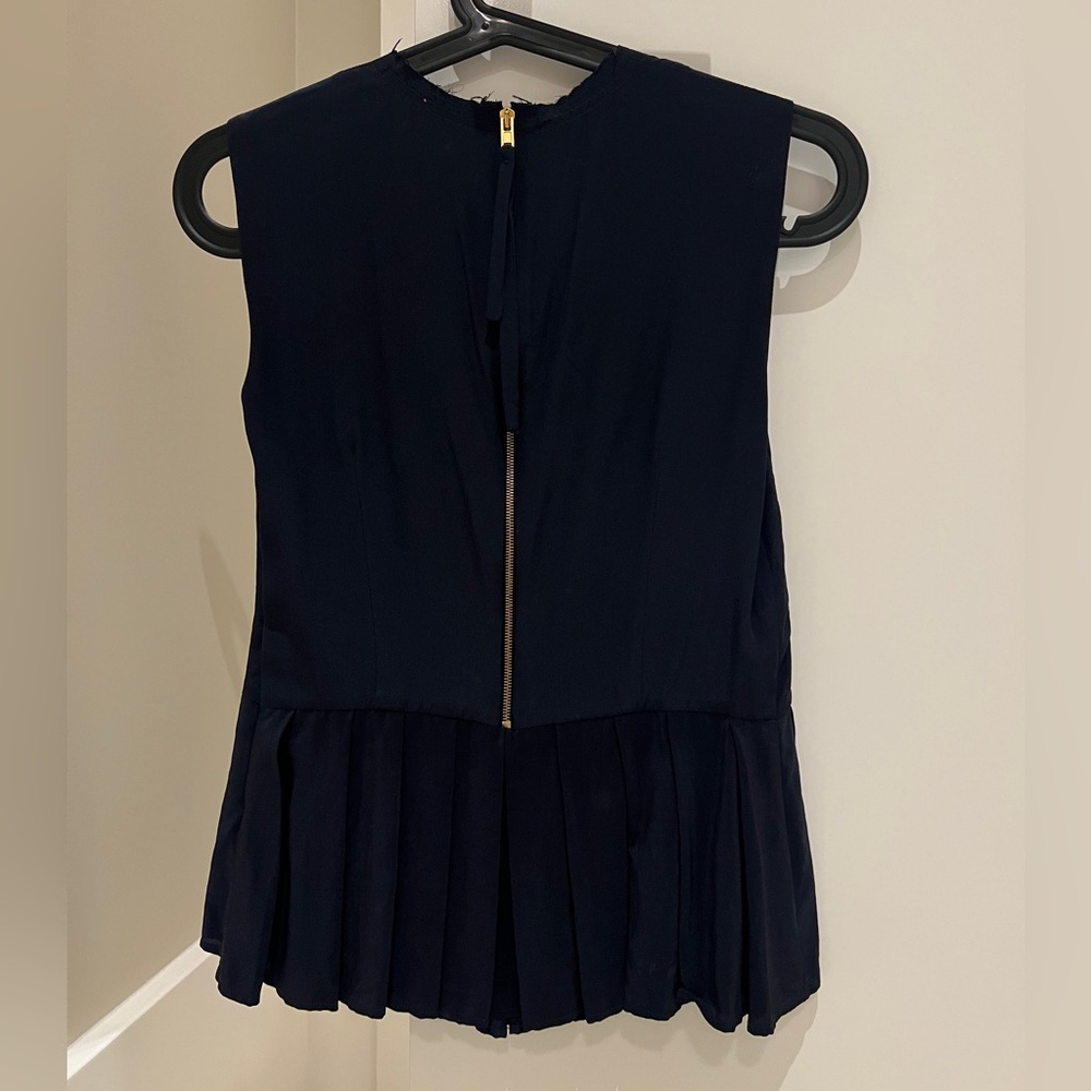 Miu Miu Dark Blue Pleated Top - Picture 4 of 14